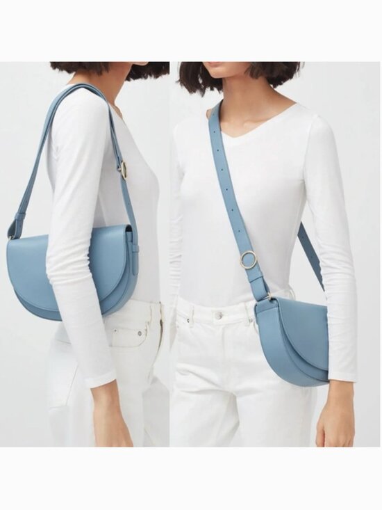 Cuyana Handbags - CUYANA Half Moon Shoulder Crossbody Bag in Dusk Blue